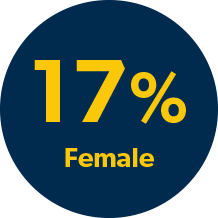 DEI, Diversity, Equity and Inclusion 17 Percent Female Image